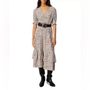 Ba&sh Patterned Midi V- Neck Dress Size Large Women’s